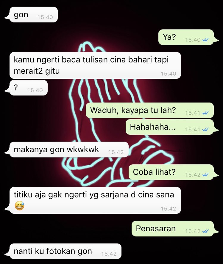 A WhatsApp chat snippet.